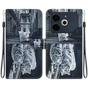 For Tecno Pova 6 Neo Crystal Texture Colored Drawing Leather Phone Case(Cat Tiger Reflection)