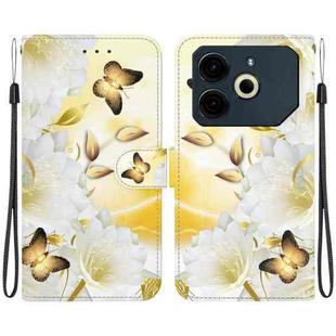 For Tecno Pova 6 Neo Crystal Texture Colored Drawing Leather Phone Case(Gold Butterfly Epiphyllum)