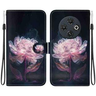 For Tecno Spark 30C Crystal Texture Colored Drawing Leather Phone Case(Purple Peony)