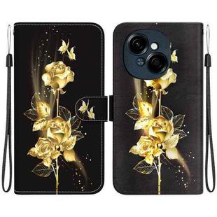 For Tecno Spark Go 1 / Pop 9 Pro Crystal Texture Colored Drawing Leather Phone Case(Gold Butterfly Rose)