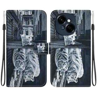 For Tecno Spark Go 1 / Pop 9 Pro Crystal Texture Colored Drawing Leather Phone Case(Cat Tiger Reflection)