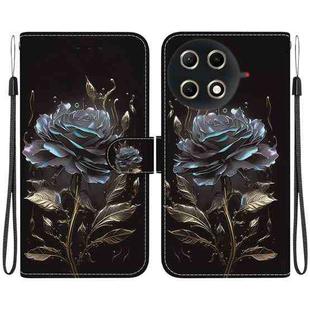 For Tecno Camon 30S / Camon 30S Pro Crystal Texture Colored Drawing Leather Phone Case(Black Rose)