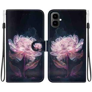 For Tecno Pop 10 / Spark Go 2 4G Crystal Texture Colored Drawing Leather Phone Case(Purple Peony)