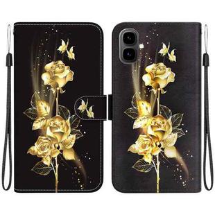 For Tecno Pop 10 / Spark Go 2 4G Crystal Texture Colored Drawing Leather Phone Case(Gold Butterfly Rose)