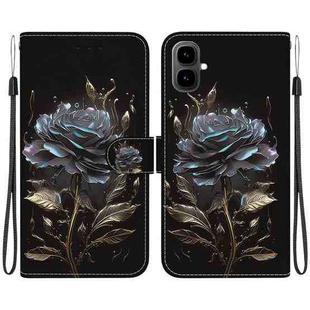 For Tecno Pop 10 / Spark Go 2 4G Crystal Texture Colored Drawing Leather Phone Case(Black Rose)