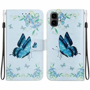 For Tecno Pop 10 / Spark Go 2 4G Crystal Texture Colored Drawing Leather Phone Case(Blue Pansies)