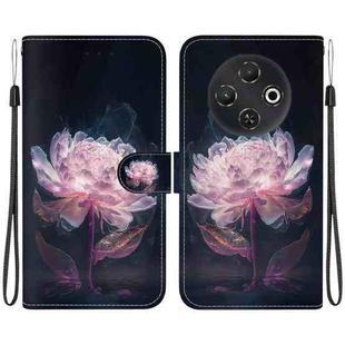 For Tecno Pop 9 5G / Spark 30C 5G Crystal Texture Colored Drawing Leather Phone Case(Purple Peony)
