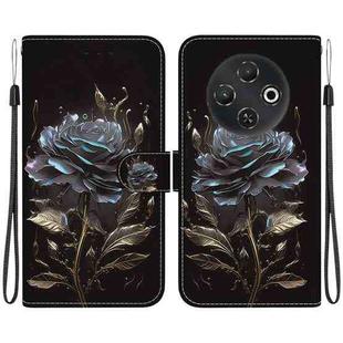 For Tecno Pop 9 5G / Spark 30C 5G Crystal Texture Colored Drawing Leather Phone Case(Black Rose)