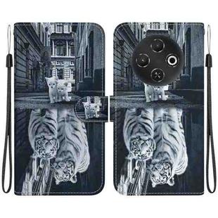 For Tecno Pop 9 5G / Spark 30C 5G Crystal Texture Colored Drawing Leather Phone Case(Cat Tiger Reflection)