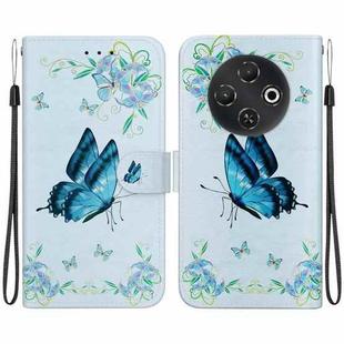 For Tecno Pop 9 5G / Spark 30C 5G Crystal Texture Colored Drawing Leather Phone Case(Blue Pansies)
