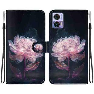 For Motorola Edge 30 Neo / 30 Lite Crystal Texture Colored Drawing Leather Phone Case(Purple Peony)