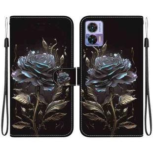 For Motorola Edge 30 Neo / 30 Lite Crystal Texture Colored Drawing Leather Phone Case(Black Rose)