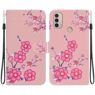 For Motorola Moto E20 / E30 / E40 Crystal Texture Colored Drawing Leather Phone Case(Cherry Blossoms)