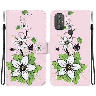 For Motorola Moto G Power 2022 Crystal Texture Colored Drawing Leather Phone Case(Lily)