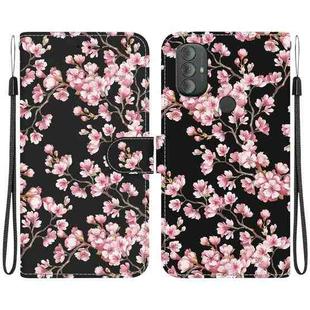 For Motorola Moto G Power 2022 Crystal Texture Colored Drawing Leather Phone Case(Cherry Blossoms)