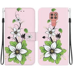 For Motorola Moto G9 Play / E7 Plus Crystal Texture Colored Drawing Leather Phone Case(Lily)