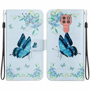 For Motorola Moto G9 Play / E7 Plus Crystal Texture Colored Drawing Leather Phone Case(Blue Pansies)