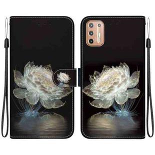 For Motorola Moto G9 Plus Crystal Texture Colored Drawing Leather Phone Case(Crystal Peony)