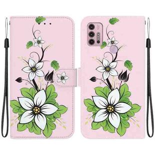 For Motorola Moto G30 / G10 / G20 Crystal Texture Colored Drawing Leather Phone Case(Lily)