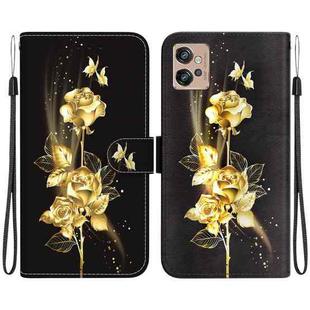 For Motorola Moto G32 Crystal Texture Colored Drawing Leather Phone Case(Gold Butterfly Rose)