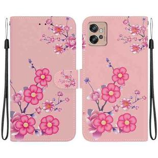 For Motorola Moto G32 Crystal Texture Colored Drawing Leather Phone Case(Cherry Blossoms)