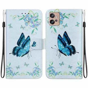 For Motorola Moto G32 Crystal Texture Colored Drawing Leather Phone Case(Blue Pansies)