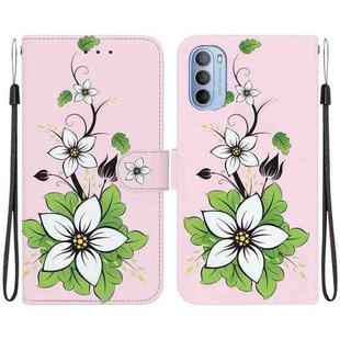 For Motorola Moto G51 Crystal Texture Colored Drawing Leather Phone Case(Lily)