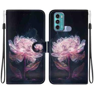 For Motorola Moto G60 / G40 Fusion Crystal Texture Colored Drawing Leather Phone Case(Purple Peony)
