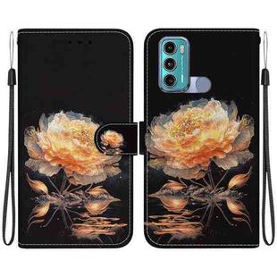 For Motorola Moto G60 / G40 Fusion Crystal Texture Colored Drawing Leather Phone Case(Gold Peony)