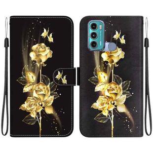 For Motorola Moto G60 / G40 Fusion Crystal Texture Colored Drawing Leather Phone Case(Gold Butterfly Rose)