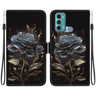 For Motorola Moto G60 / G40 Fusion Crystal Texture Colored Drawing Leather Phone Case(Black Rose)
