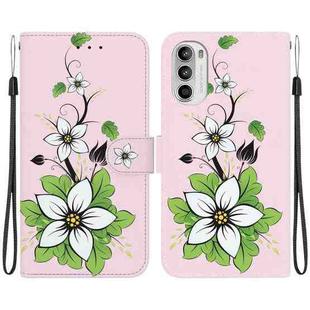 For Motorola Moto G62 5G Crystal Texture Colored Drawing Leather Phone Case(Lily)