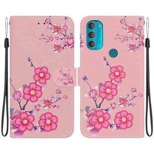 For Motorola Moto G71 Crystal Texture Colored Drawing Leather Phone Case(Cherry Blossoms)