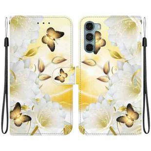 For Motorola Moto G200 5G Crystal Texture Colored Drawing Leather Phone Case(Gold Butterfly Epiphyllum)