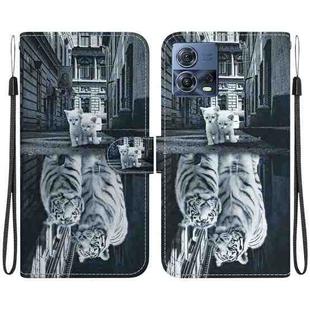 For Motorola Moto S30 Pro 5G Crystal Texture Colored Drawing Leather Phone Case(Cat Tiger Reflection)