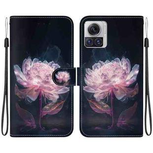 For Motorola Moto X30 Pro 5G Crystal Texture Colored Drawing Leather Phone Case(Purple Peony)