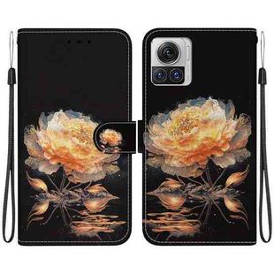 For Motorola Moto X30 Pro 5G Crystal Texture Colored Drawing Leather Phone Case(Gold Peony)
