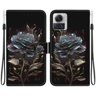 For Motorola Moto X30 Pro 5G Crystal Texture Colored Drawing Leather Phone Case(Black Rose)