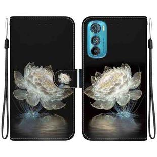 For Motorola Edge 30 Crystal Texture Colored Drawing Leather Phone Case(Crystal Peony)