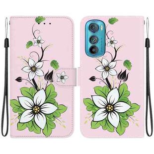 For Motorola Edge 30 Crystal Texture Colored Drawing Leather Phone Case(Lily)