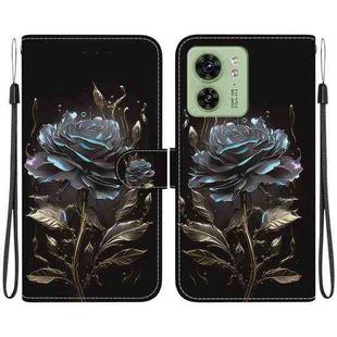 For Motorola Edge 40 Crystal Texture Colored Drawing Leather Phone Case(Black Rose)