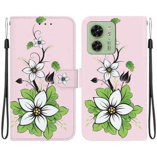 For Motorola Edge 40 Crystal Texture Colored Drawing Leather Phone Case(Lily)