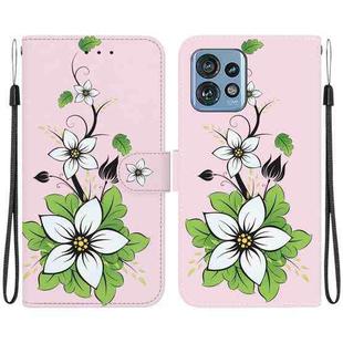 For Motorola Edge 40 Pro Crystal Texture Colored Drawing Leather Phone Case(Lily)