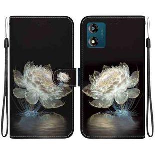 For Motorola Moto E13 Crystal Texture Colored Drawing Leather Phone Case(Crystal Peony)