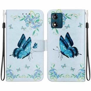 For Motorola Moto E13 Crystal Texture Colored Drawing Leather Phone Case(Blue Pansies)