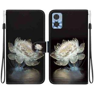 For Motorola Moto E22 / E22i Crystal Texture Colored Drawing Leather Phone Case(Crystal Peony)