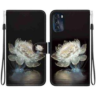 For Motorola Moto G 2022 Crystal Texture Colored Drawing Leather Phone Case(Crystal Peony)