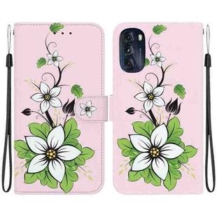 For Motorola Moto G 2022 Crystal Texture Colored Drawing Leather Phone Case(Lily)