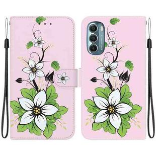 For Motorola Moto G Stylus 5G 2022 Crystal Texture Colored Drawing Leather Phone Case(Lily)