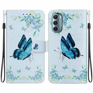 For Motorola Moto G Stylus 5G 2022 Crystal Texture Colored Drawing Leather Phone Case(Blue Pansies)